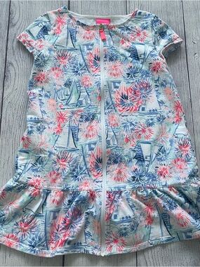 Lilly Pulitzer Girls Sea to Shining Sea Zippered Swim Cover Up Size Large (8-10)